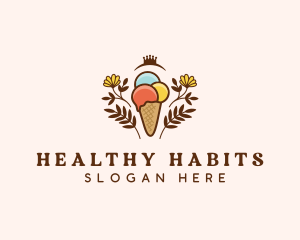 Flower Ice Cream  logo design