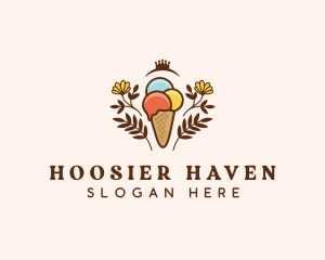 Flower Ice Cream  logo design