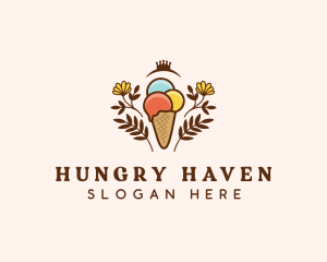 Flower Ice Cream  logo design