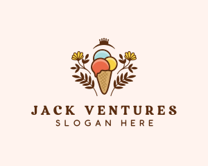 Flower Ice Cream  logo design