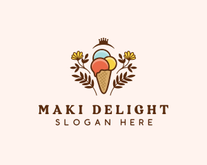 Flower Ice Cream  logo design