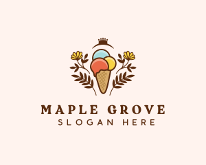 Flower Ice Cream  logo design