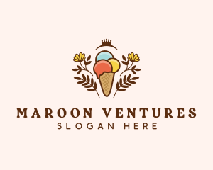 Flower Ice Cream  logo design