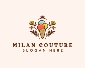 Flower Ice Cream  logo design