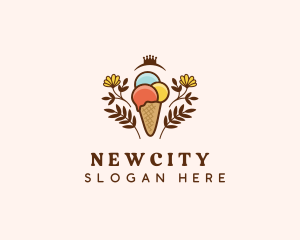 Flower Ice Cream  logo design