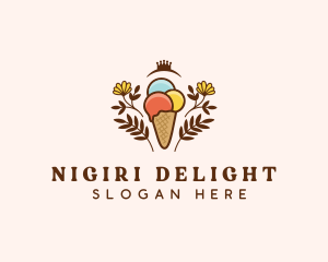 Flower Ice Cream  logo design