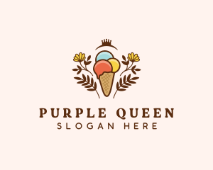 Flower Ice Cream  logo design