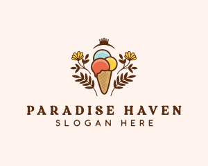 Flower Ice Cream  logo design