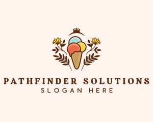 Flower Ice Cream  logo design