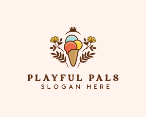 Flower Ice Cream  logo design