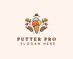 Flower Ice Cream  logo design