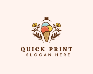 Flower Ice Cream  logo design