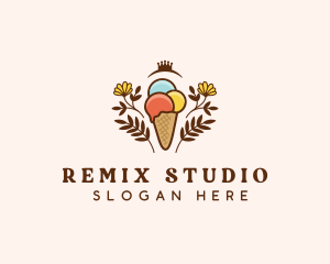 Flower Ice Cream  logo design