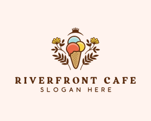 Flower Ice Cream  logo design