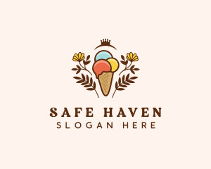 Flower Ice Cream  logo design