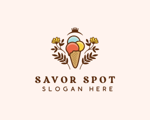 Flower Ice Cream  logo design