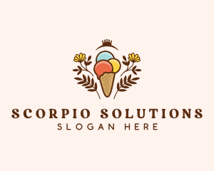 Flower Ice Cream  logo design