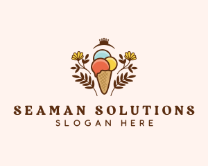 Flower Ice Cream  logo design