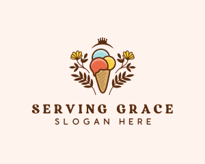 Flower Ice Cream  logo design