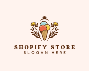 Flower Ice Cream  logo design