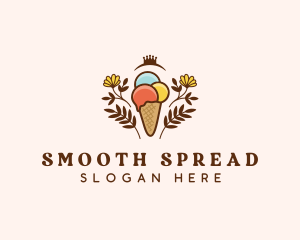 Flower Ice Cream  logo design