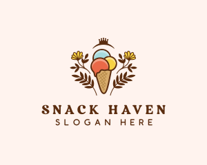 Flower Ice Cream  logo design