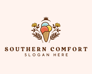 Flower Ice Cream  logo design