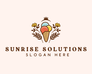 Flower Ice Cream  logo design