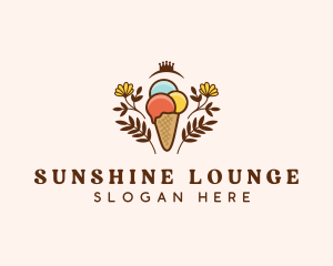 Flower Ice Cream  logo design