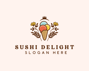 Flower Ice Cream  logo design