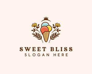 Flower Ice Cream  logo design