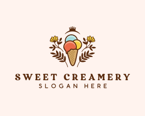 Creamery - Flower Ice Cream logo design