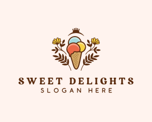 Flower Ice Cream  logo design