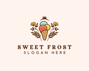 Flower Ice Cream  logo design