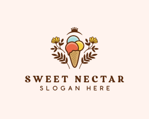 Flower Ice Cream  logo design