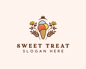 Flower Ice Cream  logo design