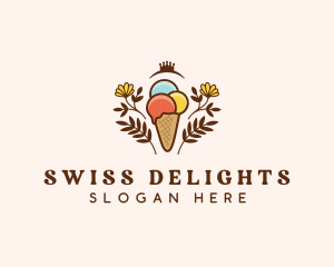 Flower Ice Cream  logo design