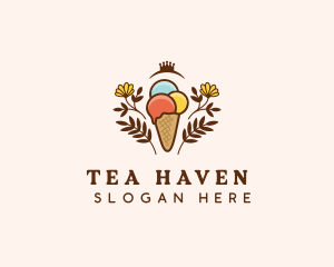 Flower Ice Cream  logo design