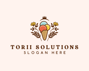 Flower Ice Cream  logo design