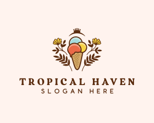 Flower Ice Cream  logo design