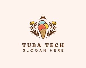 Flower Ice Cream  logo design