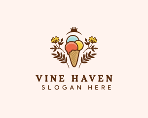 Flower Ice Cream  logo design