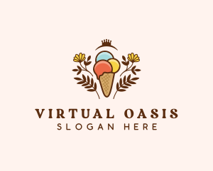 Flower Ice Cream  logo design