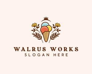 Flower Ice Cream  logo design