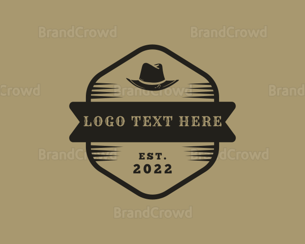 Simple Banner Cowboy Hat Logo