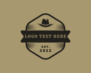 Farmer - Simple Banner Cowboy Hat logo design