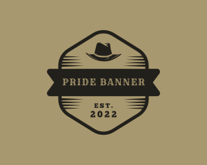 Simple Banner Cowboy Hat logo design