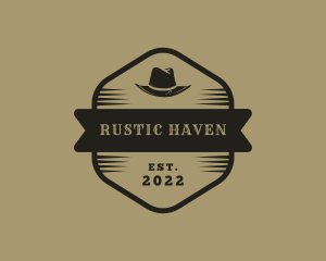 Simple Banner Cowboy Hat logo design