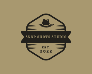 Wild West - Simple Banner Cowboy Hat logo design