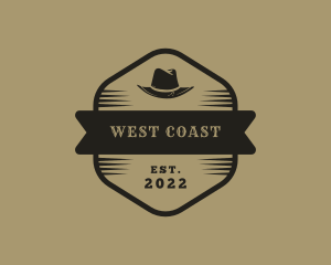 West - Simple Banner Cowboy Hat logo design